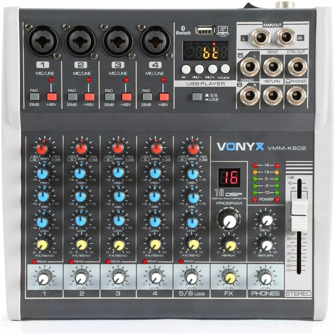 Vonyx VMM-K602 6-Kanal-Mischpult mit Bluetooth und Effekten