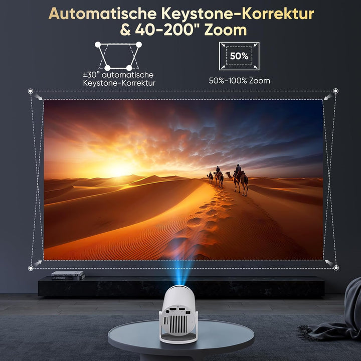 Wielio 2025 Neuer Mini Beamer mit WiFi und Bluetooth, Android 11 und integrierten Apps, Native 1080P