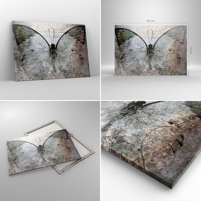 Bilder auf Leinwand 100x70cm Leinwandbild Schmetterling Abstraktion Gross Wanddeko Bild Schlafzimmer