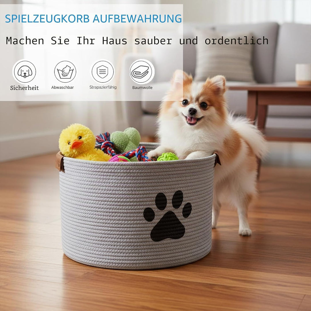 Morezi Hundespielzeug Aufbewahrungskorb，hunde spielzeugkorb,Aufbewahrungskorb aus Baumwollseil , ide