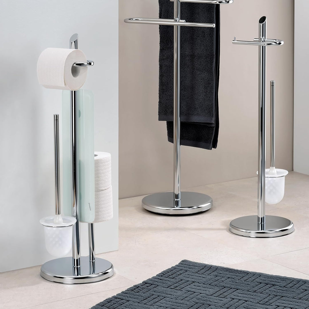 kela Toilettengarnitur Ken mit Ersatzrollenhalter, Metall, silber glänzend, offener Bürstenbehälter,