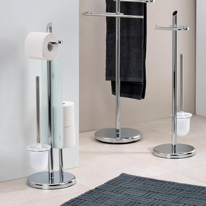 kela Toilettengarnitur Ken mit Ersatzrollenhalter, Metall, silber glänzend, offener Bürstenbehälter,