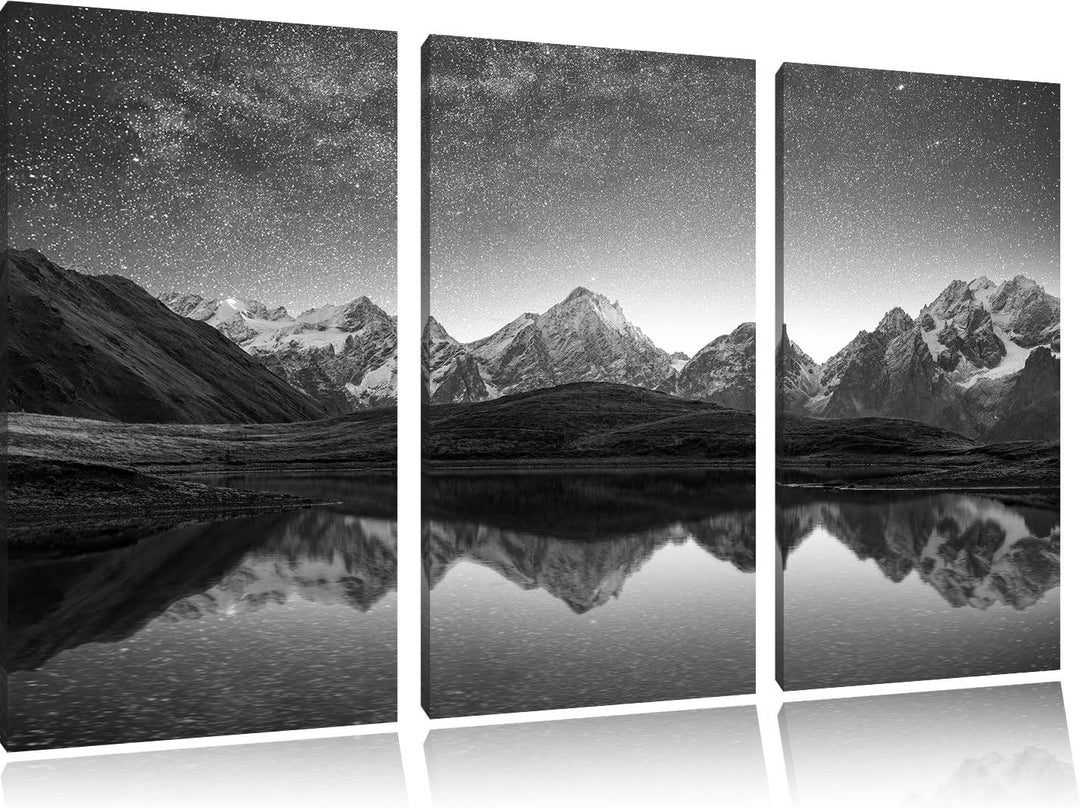 Pixxprint Sternenhimmel über dem Gebirge als Leinwandbild/Grösse: 3Teilig / Wandbild/Kunstdruck/fert
