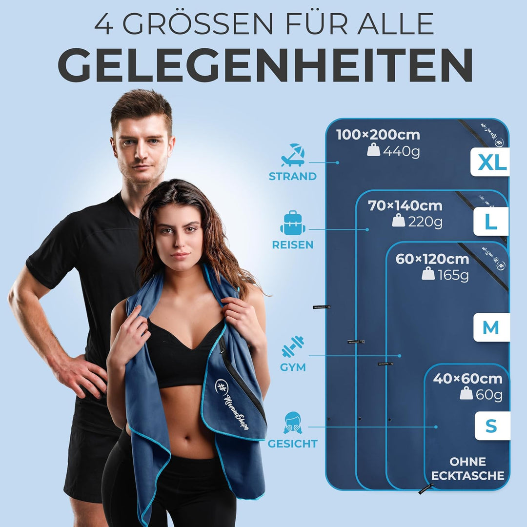 NirvanaShape Mikrofaser Handtuch, Microfaser Handtücher leicht, kompakt als Badetuch, Reisehandtuch,