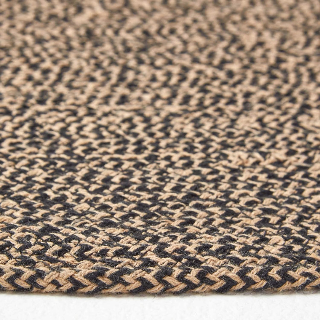 Homescapes runder Teppich, handgeflochtener Baumwollteppich 120 cm im Vintage-Stil, beige und schwar