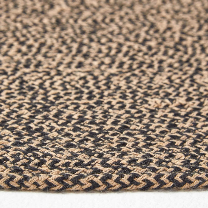 Homescapes runder Teppich, handgeflochtener Baumwollteppich 120 cm im Vintage-Stil, beige und schwar