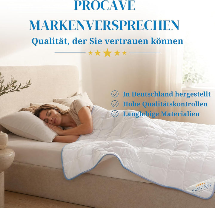 PROCAVE | TopCool Qualitäts-Bettdecke für das ganze Jahr | Entspannt schlafen - absorbiert Körperfeu