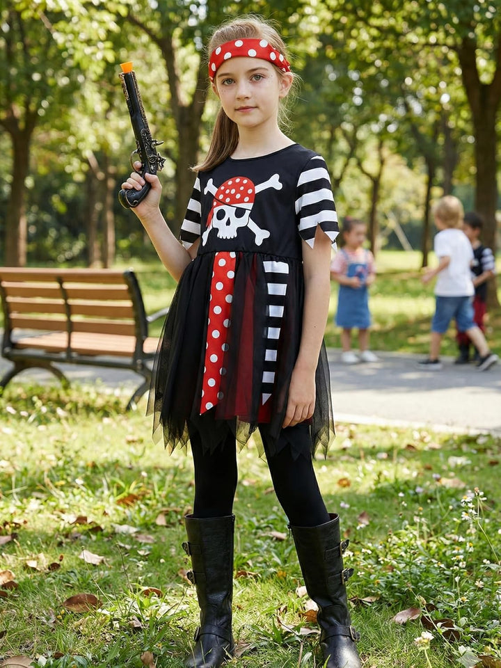 IKALI Pirat kostüm für Kinder Mädchen, Rustikale Maiden Seeräuber Schicken Kleid Aus Der Karibik Rov