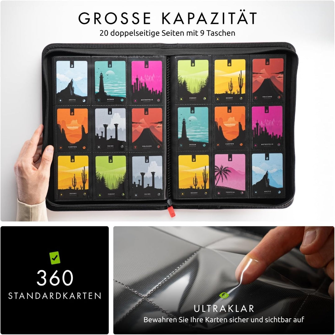 Vault X Premium eXo-Tec Zip Heftmappe - 9 Fächer Sammelkarten Trading Cards Mappe - 360 Fächer mit S