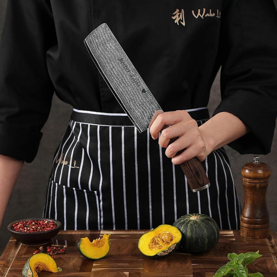 Wakoli Edib 2er Damastmesser Set mit Gravur – Personalisiertes Messer-Set, Santoku & Nakiri (17/17,5