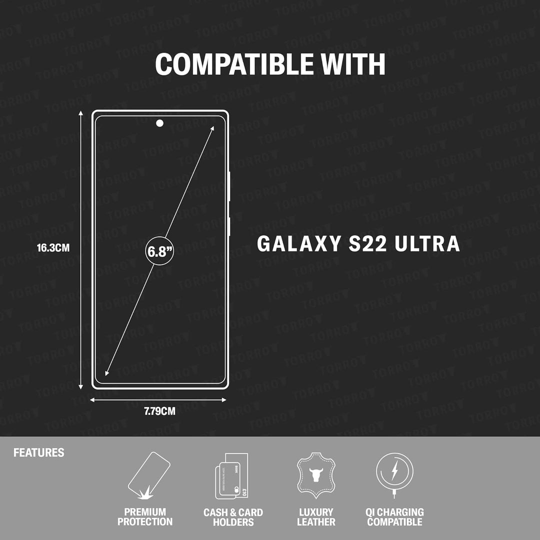 TORRO Handyhülle Kompatibel mit Samsung Galaxy S22 Ultra 5G - Hochwertige Lederhülle Mit Kartenfäche