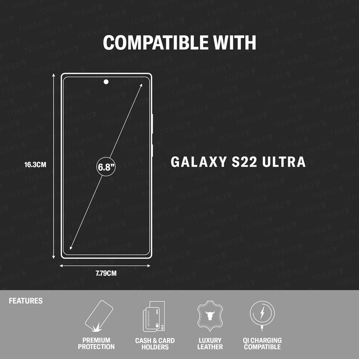 TORRO Handyhülle Kompatibel mit Samsung Galaxy S22 Ultra 5G - Hochwertige Lederhülle Mit Kartenfäche