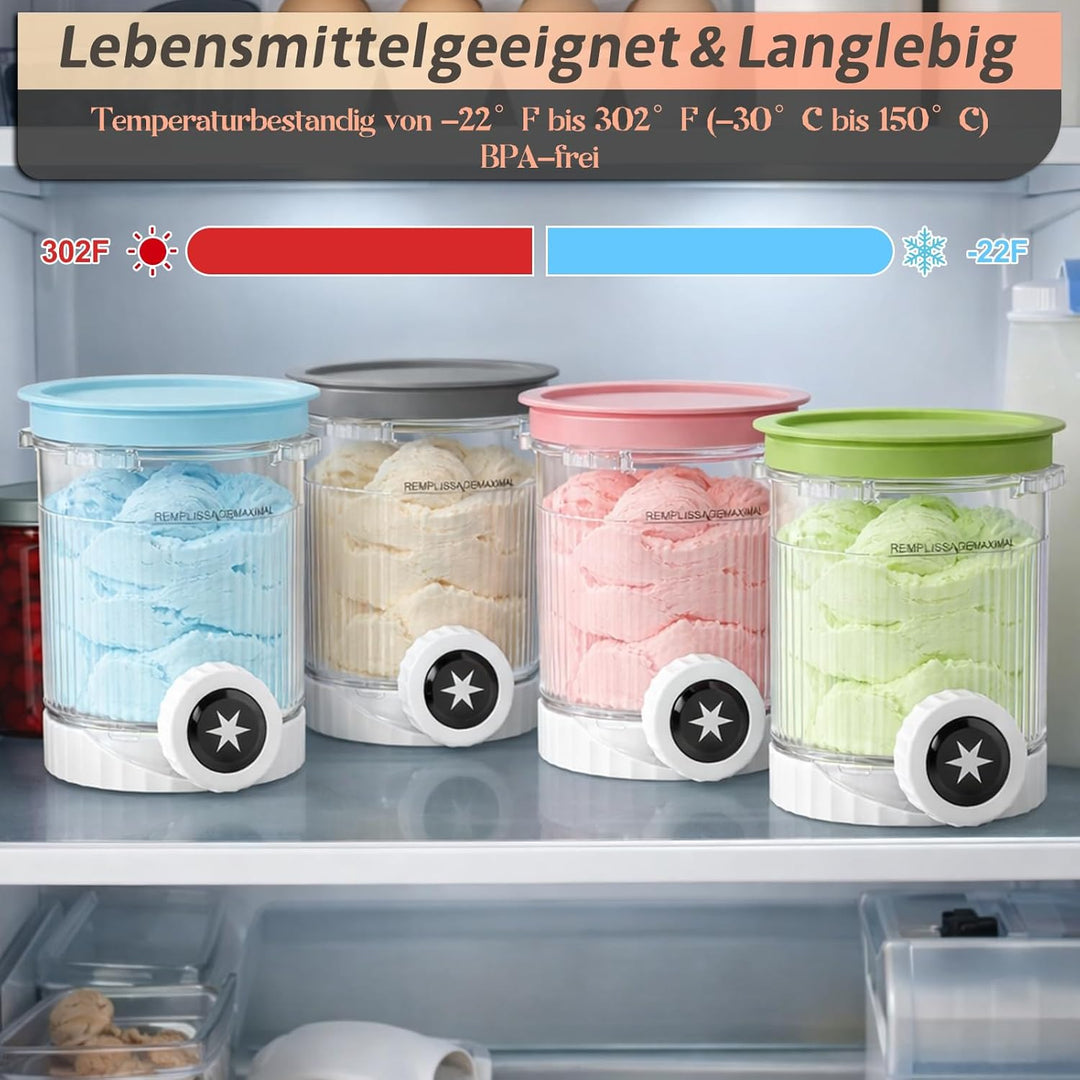 4 Stück Behälter für Ninja Swirl by CREAMi Softeis- & Eismaschine, Swirl Pints und Deckel kompatibel