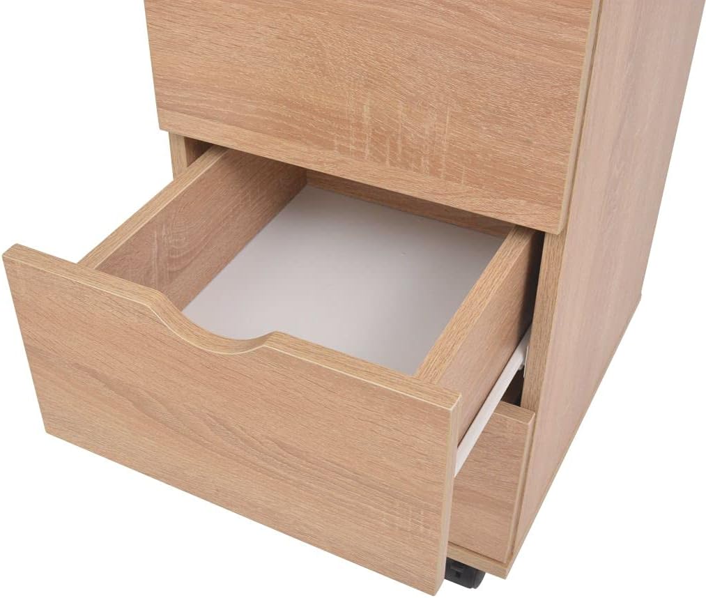 Holzspanplatten Schubladenelement mit Kunststoff-Rollen und 3 Schubladen Sideboard Beistellschrank R