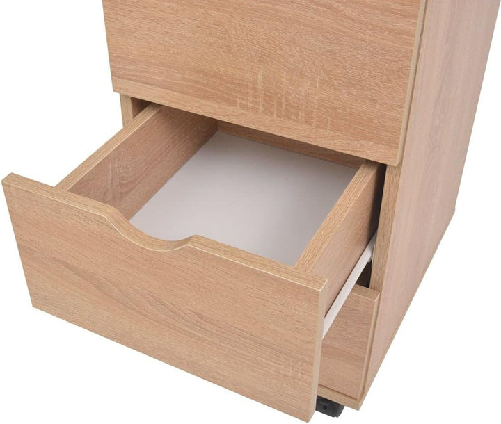 Holzspanplatten Schubladenelement mit Kunststoff-Rollen und 3 Schubladen Sideboard Beistellschrank R
