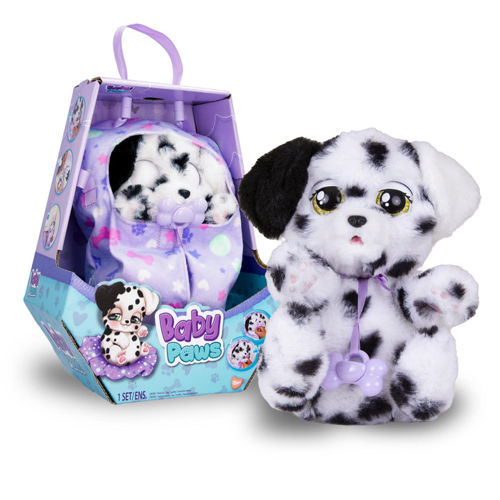 BABY PAWS Dalmatian - Schlafender Hundewelpe und Interaktives Plüschtier Mit Soundfunktion beim Öffn
