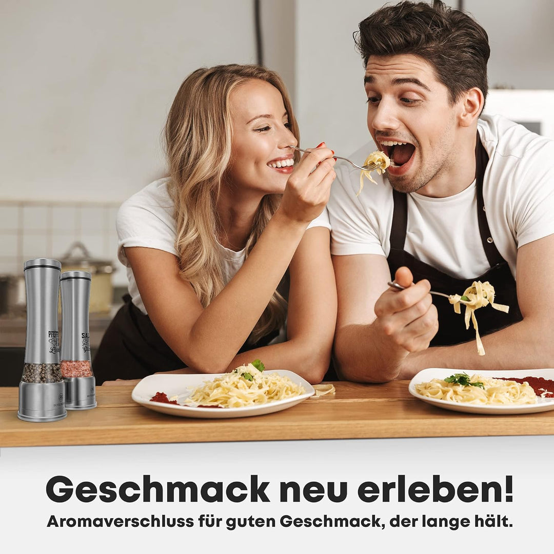 BUTLERBELL® Salz und Pfeffermühle mit Keramikmahlwerk | Gewürzmühlen Set | Hochzeitsgeschenke für Br