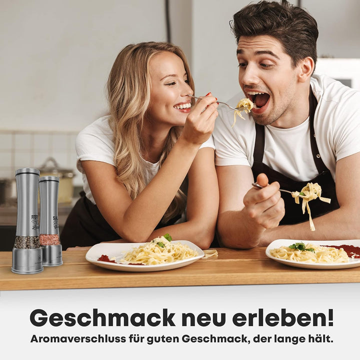 BUTLERBELL® Salz und Pfeffermühle mit Keramikmahlwerk | Gewürzmühlen Set | Hochzeitsgeschenke für Br
