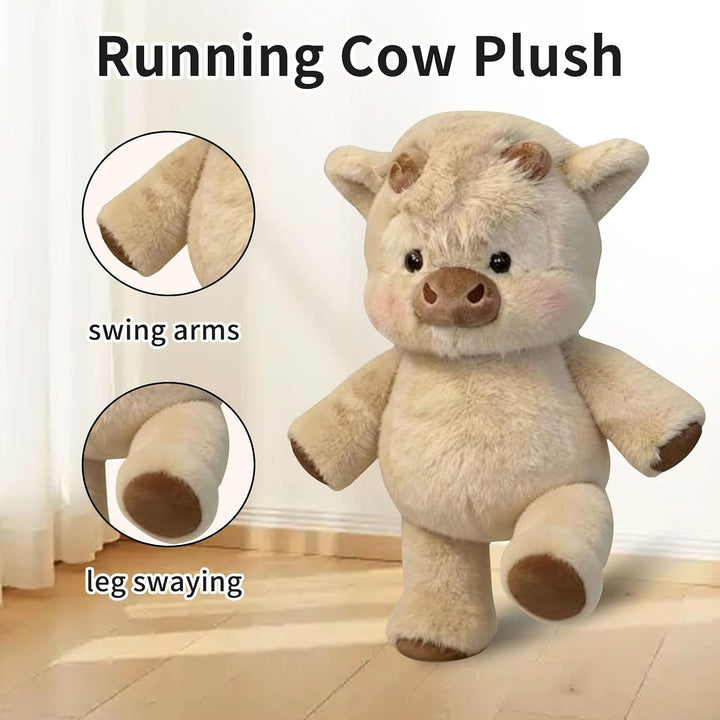 Running Cow Plushs, 45 cm Kuh Kuscheltier, Laufenden Kuscheltier Kuh, Hochlandrind Stofftier Plüscht