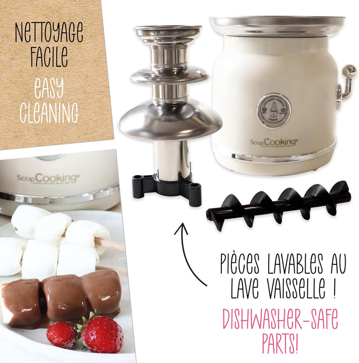 ScrapCooking – Schokoladenbrunnen aus Edelstahl – 3 Etagen & Warmhaltefunktion – Vintage-Design – El