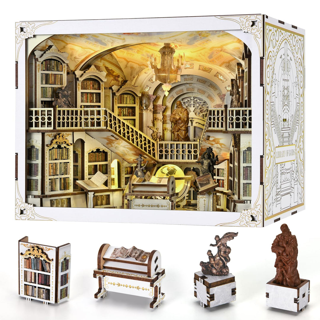 MiniCity Book Nook Kit, DIY Miniatur Puppenhaus Booknook Kit, 3D Holz Puzzle Buchstütze Bücherregal