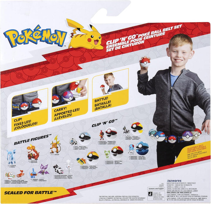 Pokémon PKW4168 - Panflam Clip ‘N’ Go Gürtel-Set - Panflam Battle Figur mit Flottball, Hyperball und