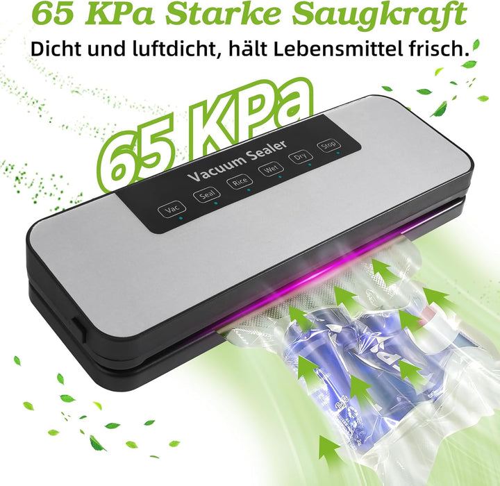 Vakuumiergerät für Trockene und Feuchte Lebensmittel: Vakuumierer 5 in 1 mit 50 Vakuumierbeutel, Vak