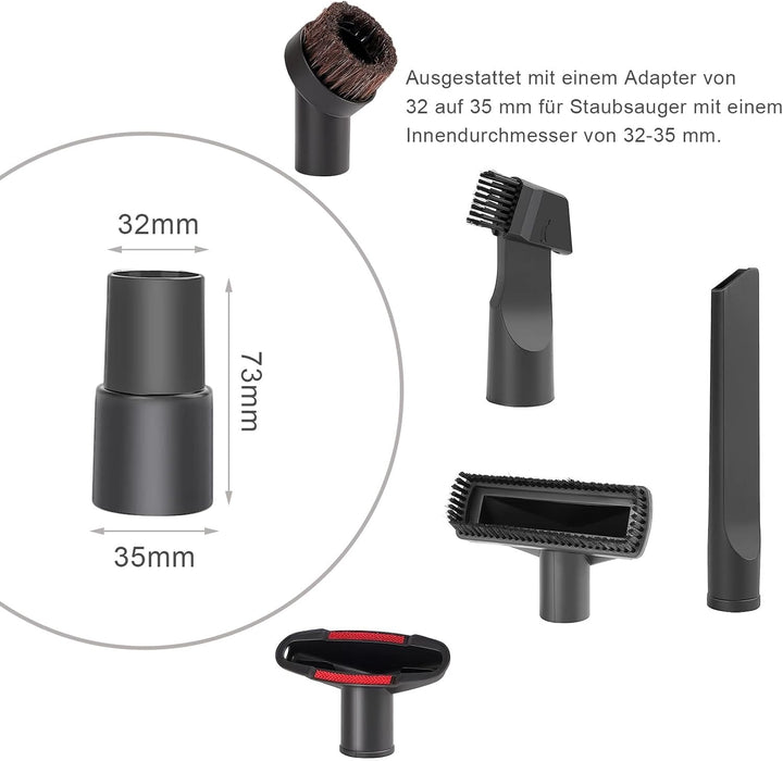 7 Stück Staubsauger Aufsätze, Staubsaugeraufsätze, Geeignet für Staubsauger mit 32-35 MM Innendurchm