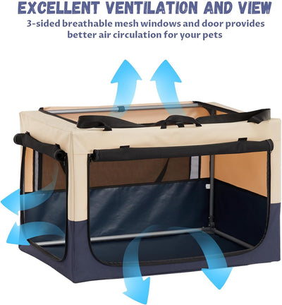 A 4 Pet Hundebox Faltbar für Mittelgrossen Hunde Hundetransporttasche,Auto Hundebox (M, Blau) M Blau