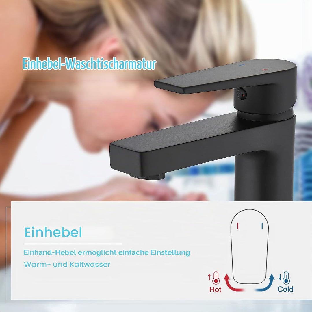GRICOL Wasserhahn Bad Waschbecken Massives Messing Mischbatterie Einhebelmischer Badarmaturen Kaltwa