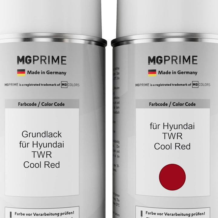 MG PRIME Autolack Sprühdosen Set für Hyundai TWR Cool Red Grundlack Basislack Klarlack Spraydose 400