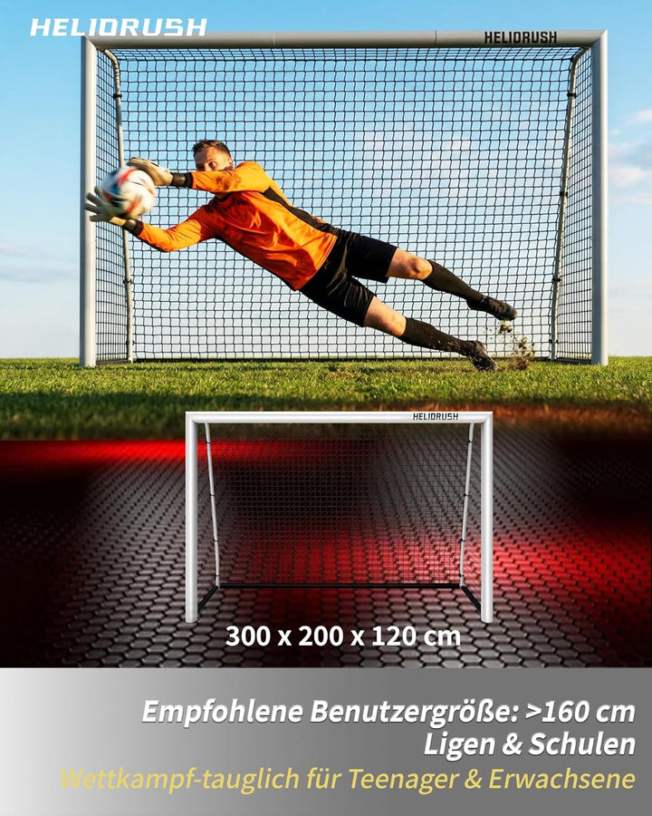 Fussballtor 180/240/300 für Garten &amp; Training - Grosses Fussballtor Outdoor, Stabiler Stahlrahmen Ve