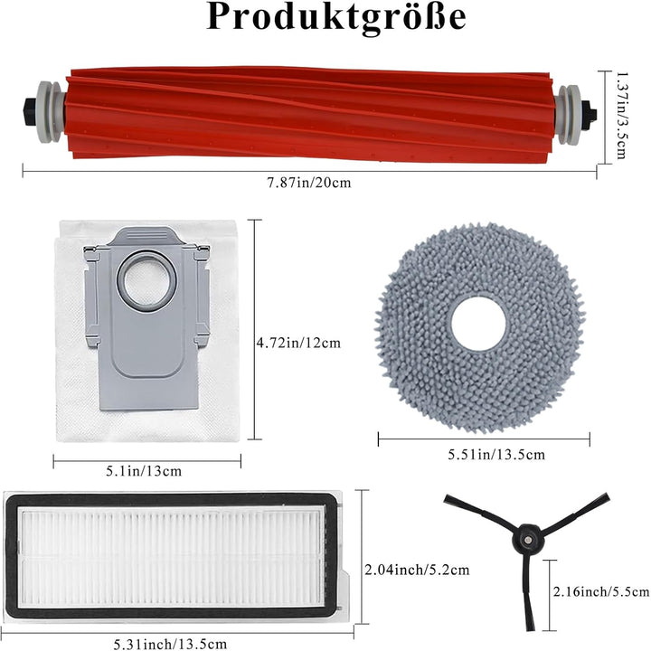 Zubehör Ersatzteil für Roborock Qrevo S/Qrevo Pro/Qrevo MaxV Staubsauger, Zubehörset mit 1 Hauptbürs