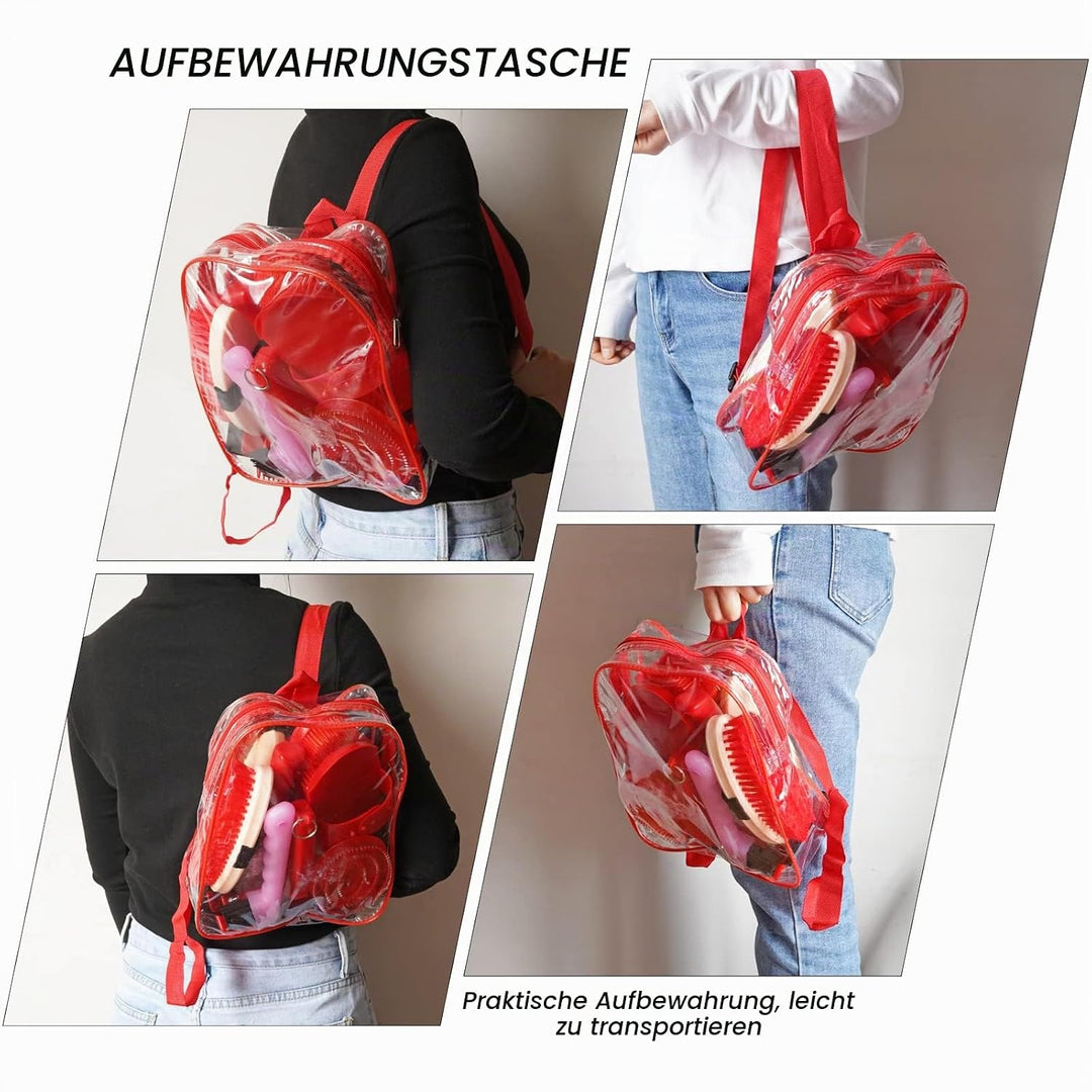 MUALROUS Pferdepflege-Kits 10-TLG Pferdereinigungs Set Pferdebürsten-Set Brush Putzzeug für Pferde S