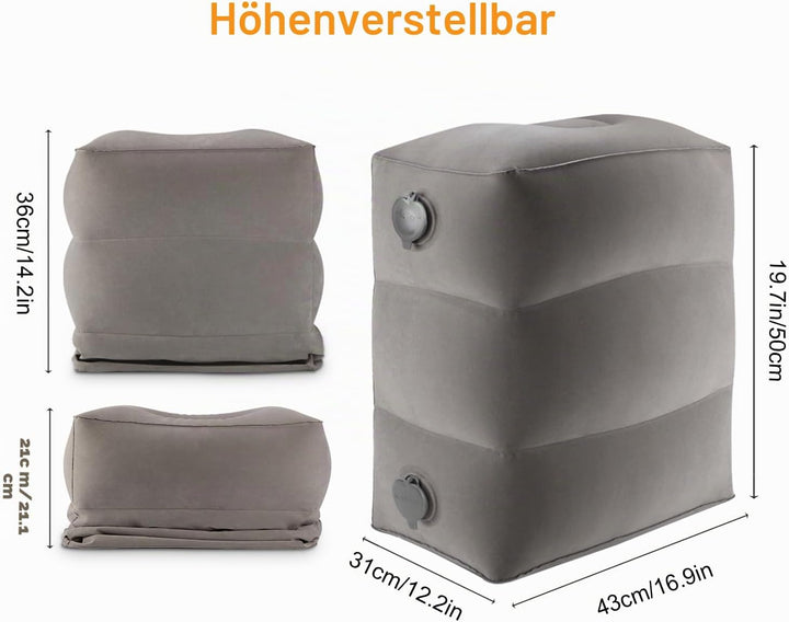 Maliton Fussstütze Flugzeug，Aufblasbare Fussstütze Kissen für Reisen Auto &amp; Zuhause &amp; Büro, Höhenver