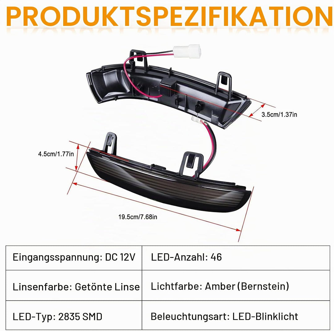 OZ-LAMPE LED Spiegelblinker für VW Golf 5 MK5 Variant GTI EOS Golf 6 Plus Passa-t B5.5-Typ 3BG B6 Ty