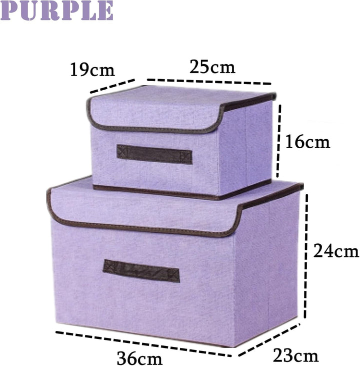 NCRGB 8 Stück Stoff Faltbare Aufbewahrungsboxen mit Deckel(36cm/4 Pack+26cm/4 Pack) Stoffaufbewahrun