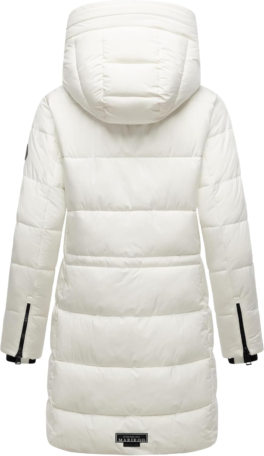 MARIKOO Damen Wintermantel warmer Steppmantel lang mit Kapuze und hohem Kragen Karumikoo XVI XS-5XL