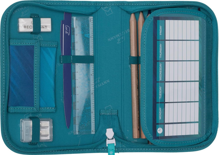 Beckmann, Federmappe Racing, mit Inhalt, Mäppchen Federtasche, Grundschule, 1. Klasse, Green, Racing