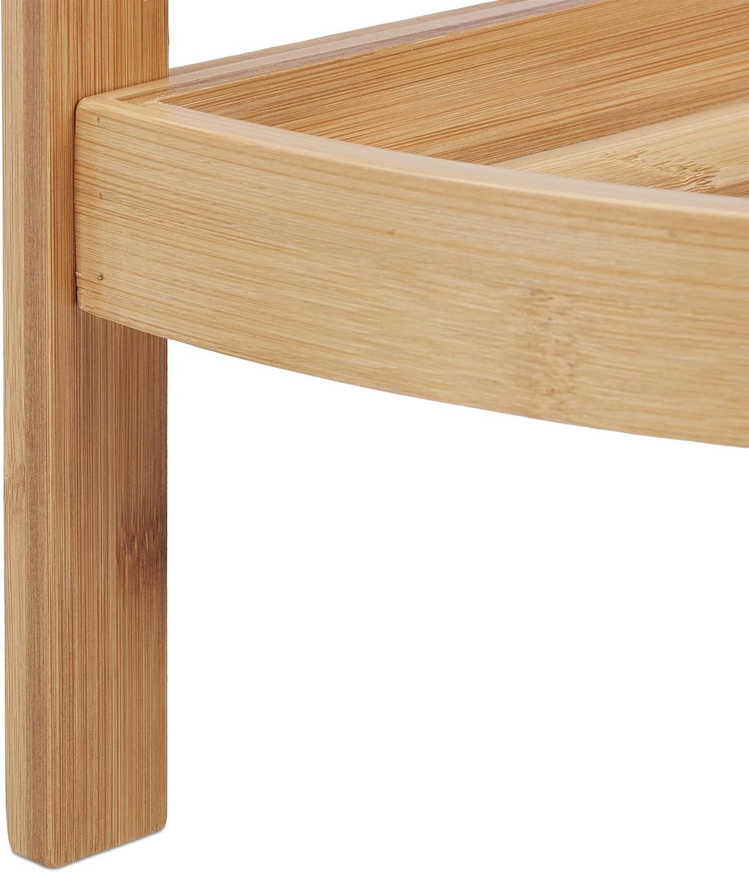 Relaxdays Eckregal Bambus, 3 halbrunde Ablagen, HBT: 90 x 36,5 x 26 cm, Standregal Bad &amp; Küche, plat