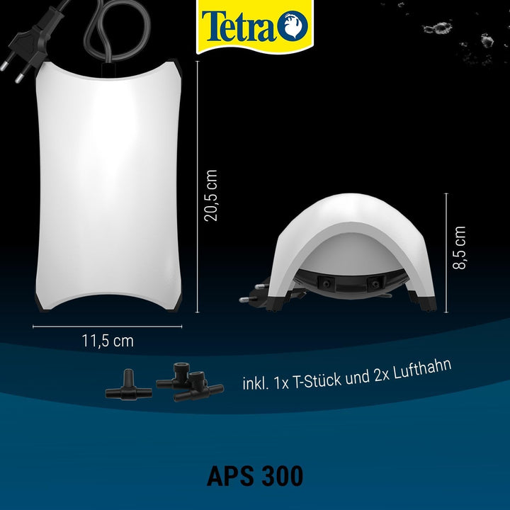 Tetra APS 300 Aquarium Luftpumpe - leise Membran-Pumpe für Aquarien von 120-300 L, weiss Weiss APS 3