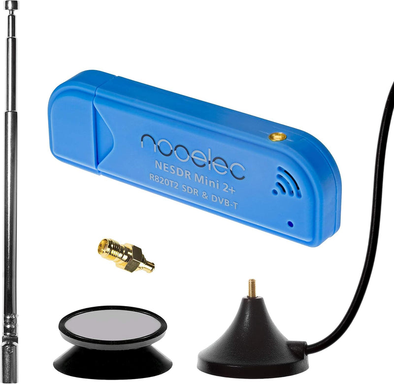 Nooelec NESDR Mini 2+ 0,5 PPM TCXO RTL-SDR & ADS-B USB-Empfänger-Set mit Antenne, Halterung und SMA-