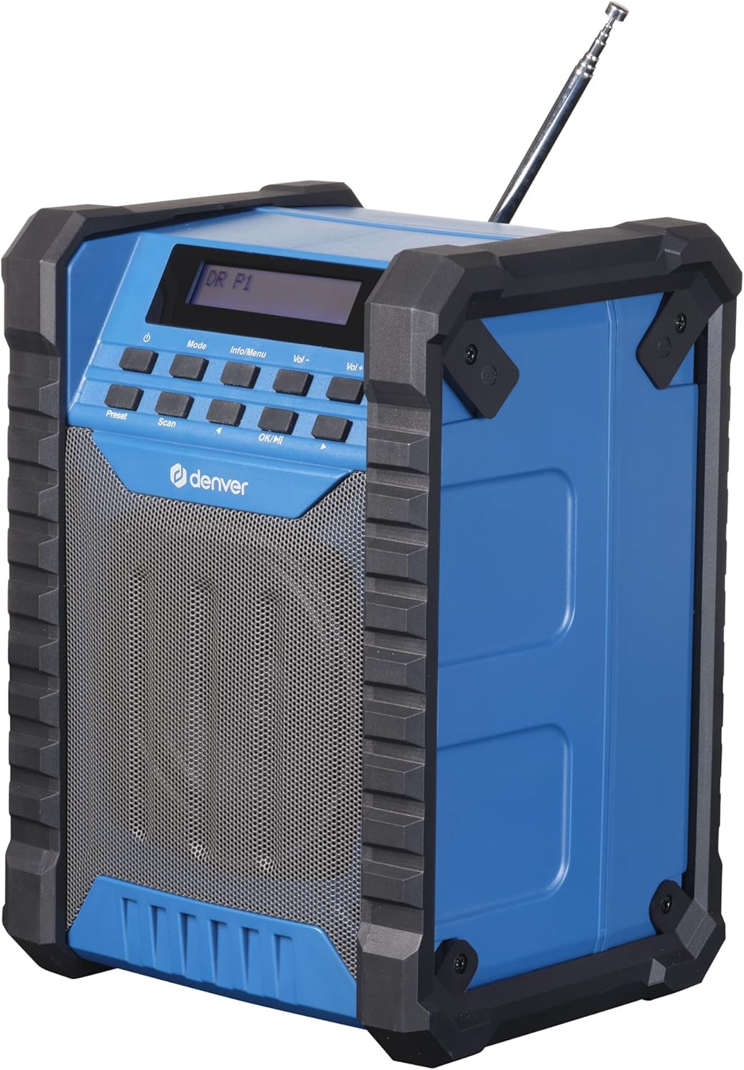 Denver WRD-60 Baustellenradio mit DAB+ / DAB/FM & Bluetooth – Akku Radio mit 2000 mAh - IP54 Staub-