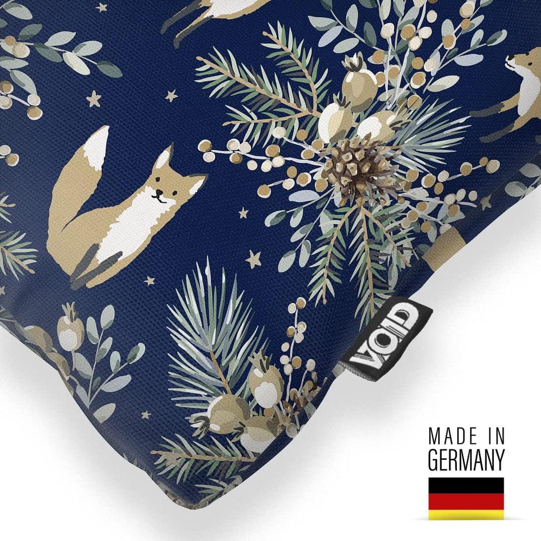 VOID Winter Fuchs blau Kissenbezug Kissenhülle Sofakissen Kissen Deko Weihnachten Winter Weihnachtsd