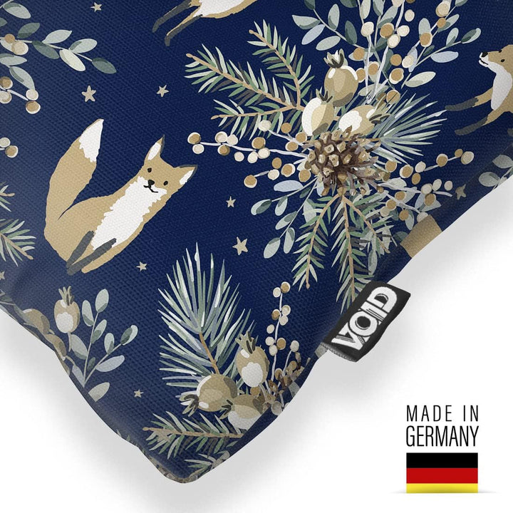 VOID Winter Fuchs blau Kissenbezug Kissenhülle Sofakissen Kissen Deko Weihnachten Winter Weihnachtsd