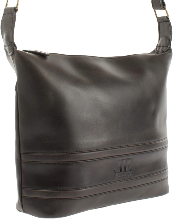 LECONI Schultertasche Damentasche Umhängetasche natur weiche Ledertasche Handtasche Damen Leder 33x2