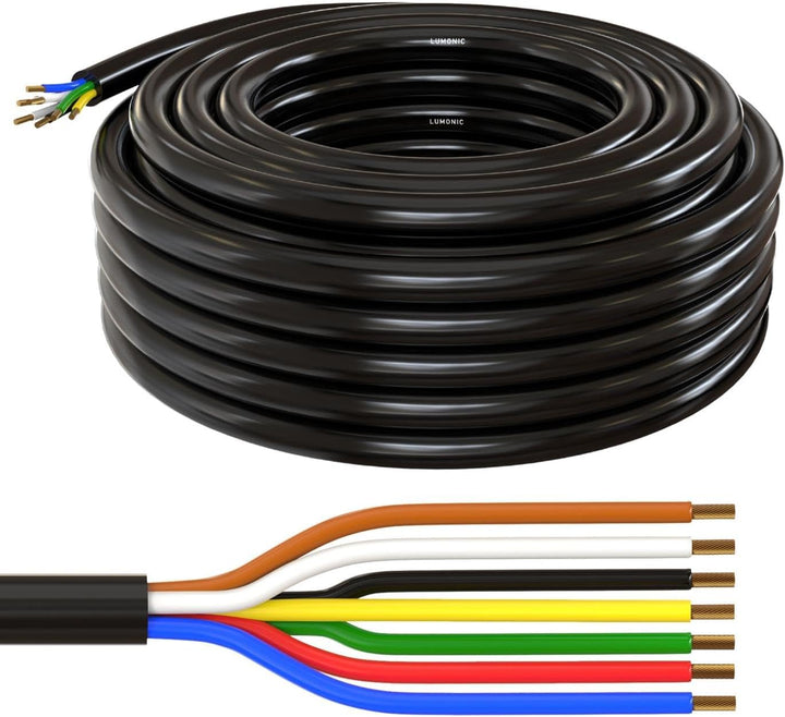 10m Lumonic 1m FLRYY Fahrzeugkabel 7 adrig I Fahrzeugleitung mit Kabelquerschnitt 7x 1,5mm² I Kabel