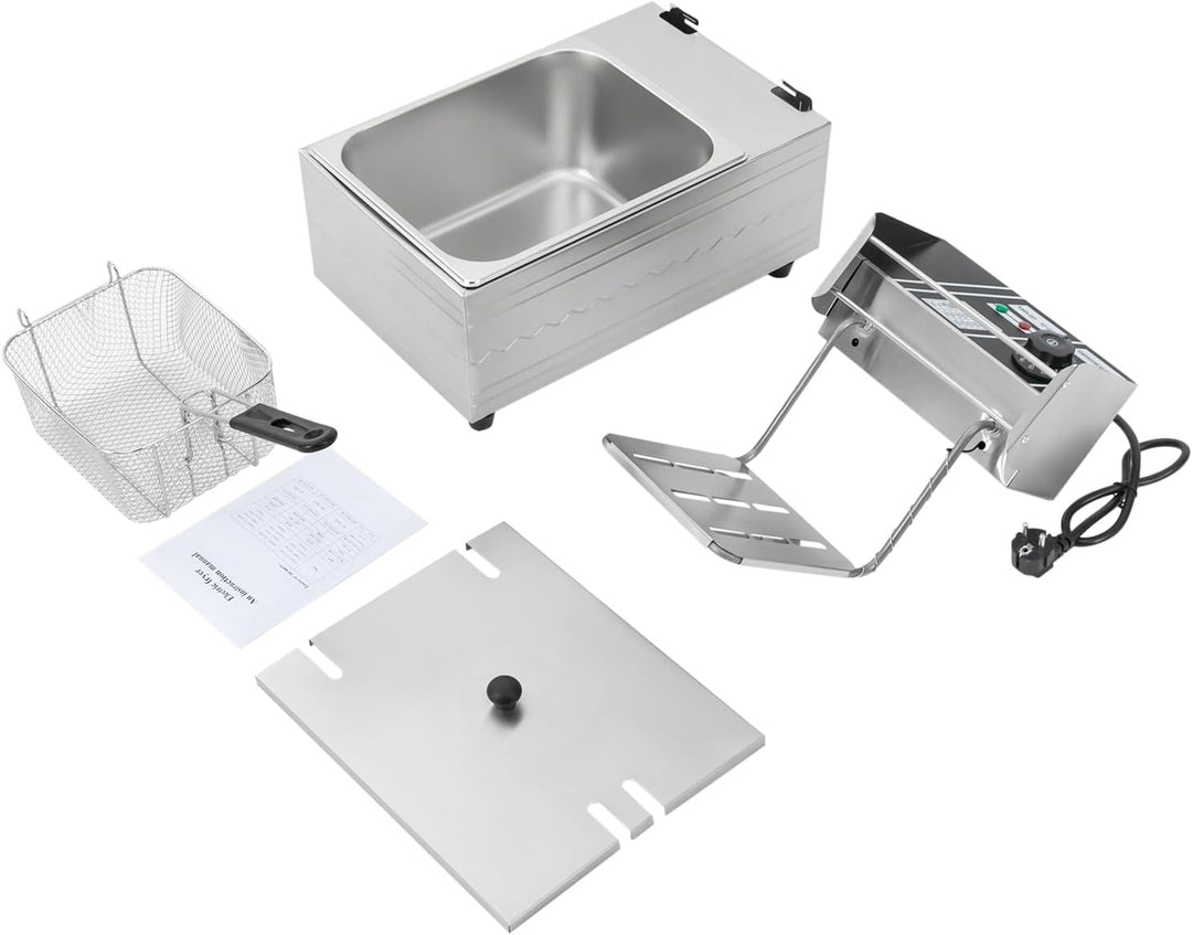 6L Elektrische Fritteuse 2500W Edelstahl Öl-Fritteuse Elektro Fritöse Temperatur Einstellbar mit Öla