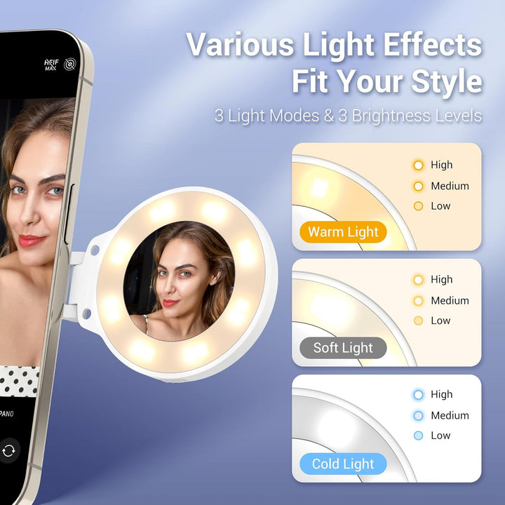Magnetisches Handy-Selfie-Licht, Schwarz, Schwarz