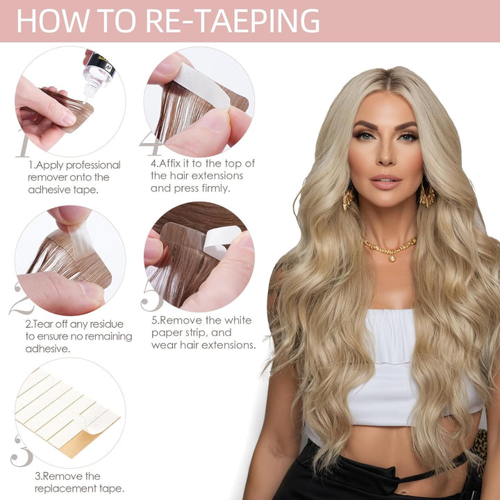 Silk-co Tape in Extensions Echthaar 40stk, Remy Tape Extensions Echthaar, Skin Weft Haarextensions K